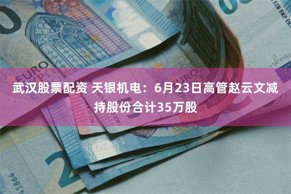 武汉股票配资 天银机电:6月23日高管赵云文减持股份合计35万股