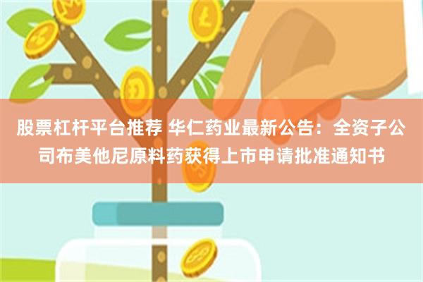 股票杠杆平台推荐 华仁药业最新公告：全资子公司布美他尼原料药获得上市申请批准通知书