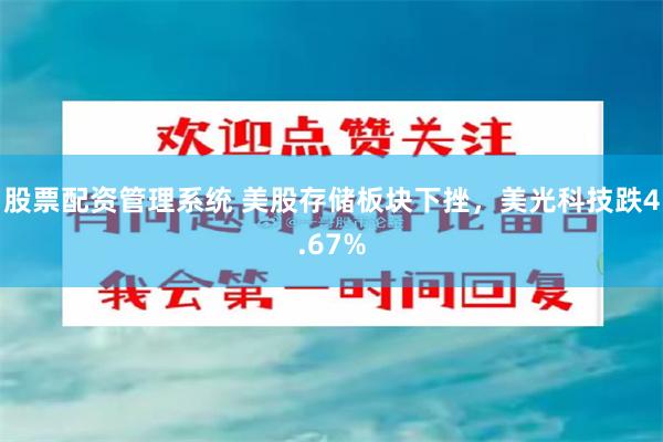 股票配资管理系统 美股存储板块下挫，美光科技跌4.67%