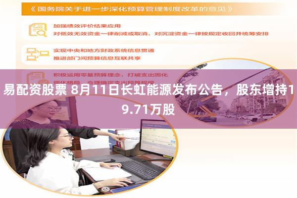 易配资股票 8月11日长虹能源发布公告，股东增持19.71万股