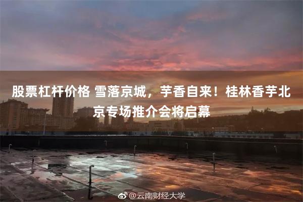 股票杠杆价格 雪落京城，芋香自来！桂林香芋北京专场推介会将启幕