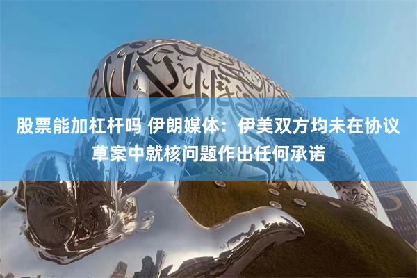 股票能加杠杆吗 伊朗媒体：伊美双方均未在协议草案中就核问题作出任何承诺