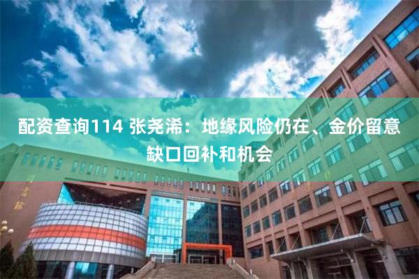配资查询114 张尧浠：地缘风险仍在、金价留意缺口回补和机会