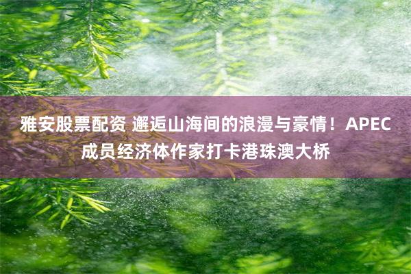 雅安股票配资 邂逅山海间的浪漫与豪情!APEC成员经济体作家打卡港珠澳大桥