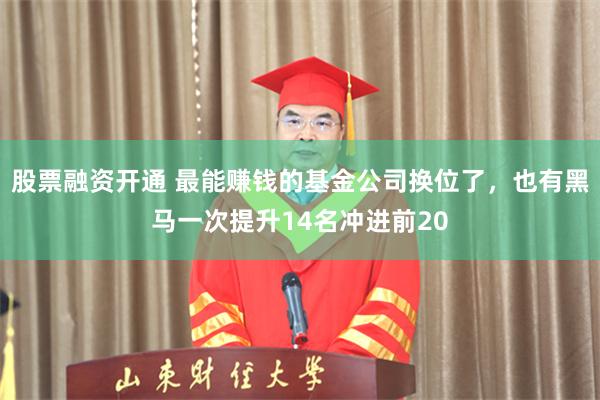 股票融资开通 最能赚钱的基金公司换位了，也有黑马一次提升14名冲进前20