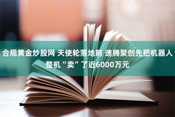 合规黄金炒股网 天使轮落地前 速腾聚创先把机器人整机“卖”了近6000万元